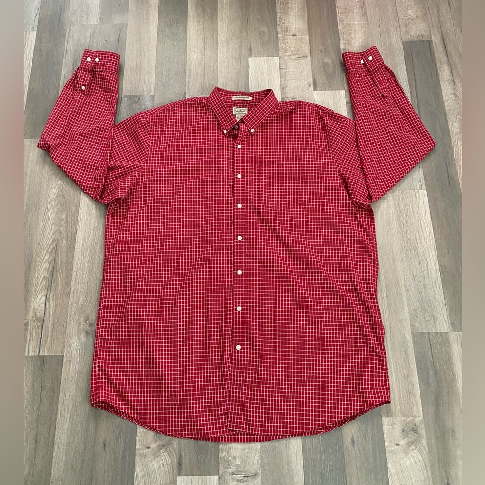 LL Bean Plaid Size Tall - XXL Cotton Button Down Men's Wrinkle Resistant #275570